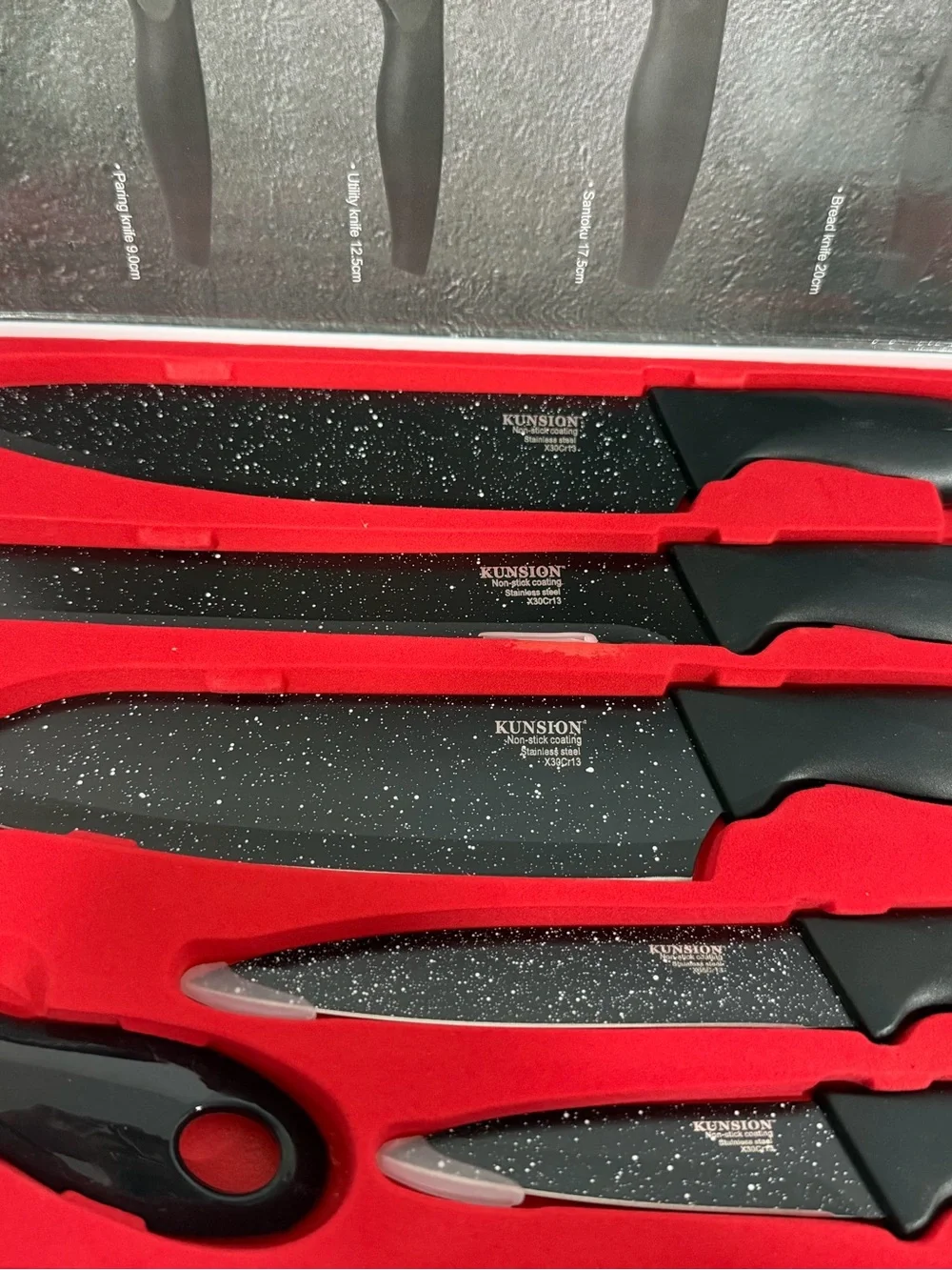 Kunsion Black Marble Coated Knife Set - 6-Piece Grooming & Kitchen Kit